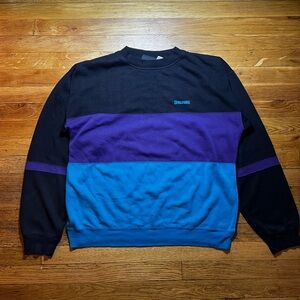 Spalding Black Crewneck Sweater with Purple and Blue Panels